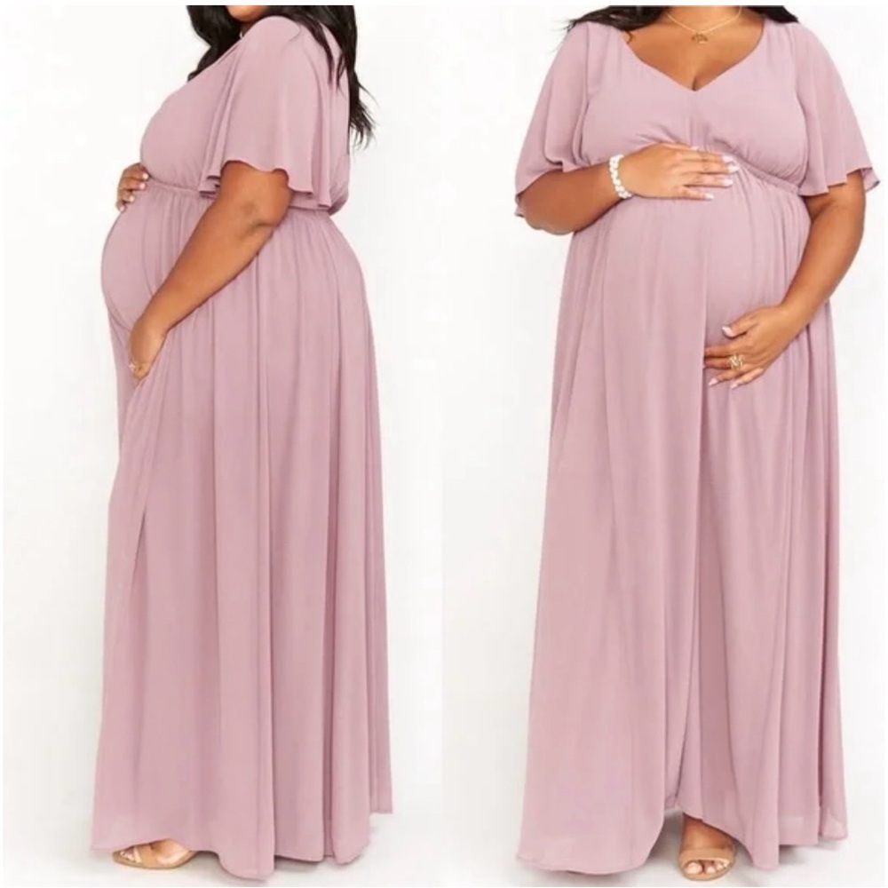 SHOW ME YOUR MUMU Women Emily Empire Maxi Dress Antique Rose Chiffon 1X,2X,3X - Picture 2 of 3